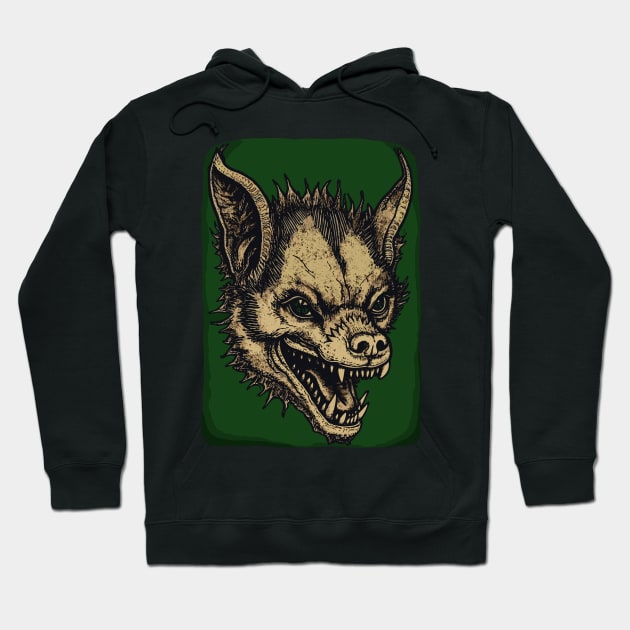 Vintage Horror Drawing of Evil Chupacabra - Macabre Cryptid Art Hoodie by Soulphur Media